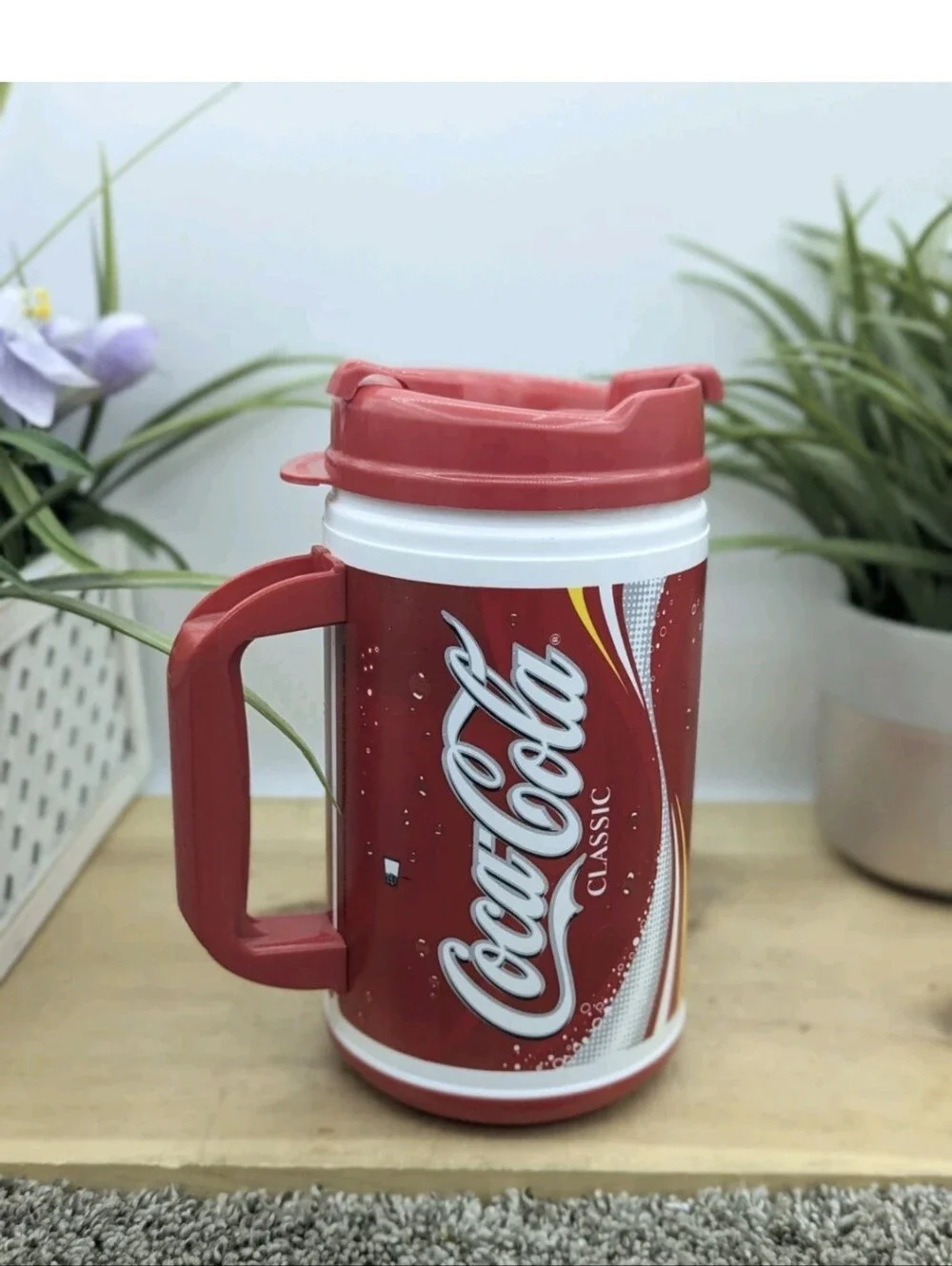 Vintage 70s/80s Whirley Coca Cola And Pepsi 64oz Travel Mug With Handle And Lid